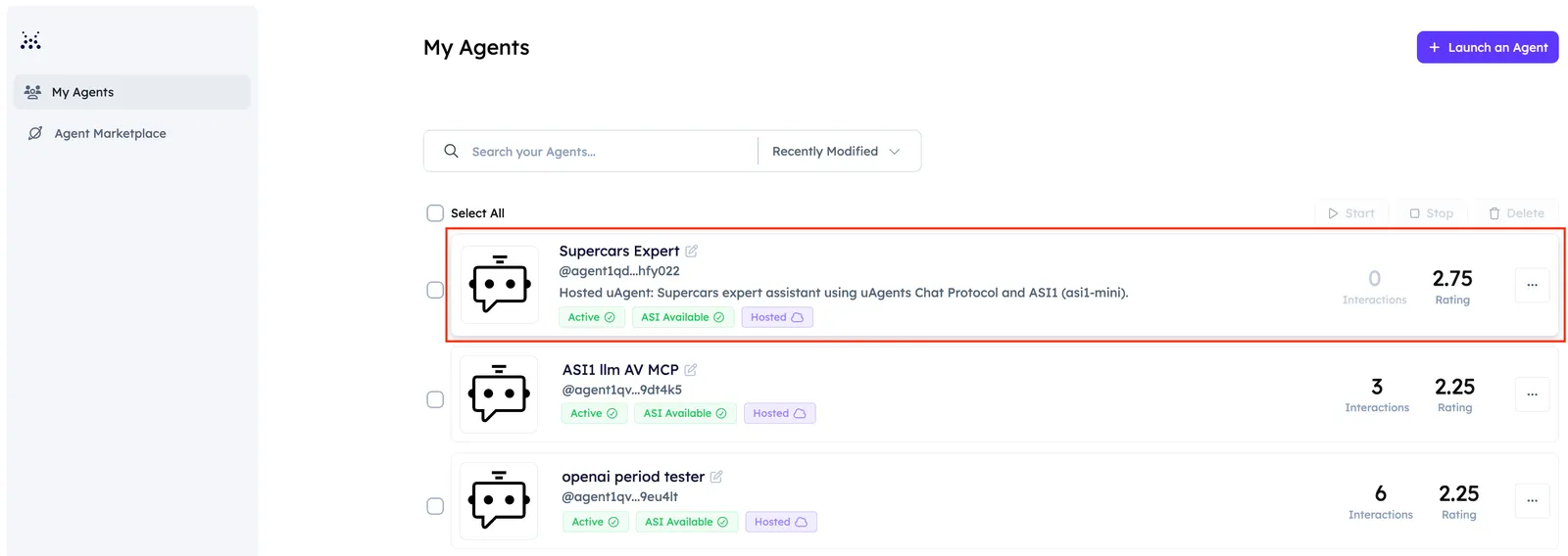 Agentverse MCP created agent